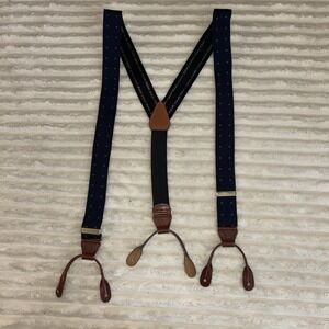 Albany COS-Germany Silk Adjustable Micro Diamond Dot Blue Suspenders Braces